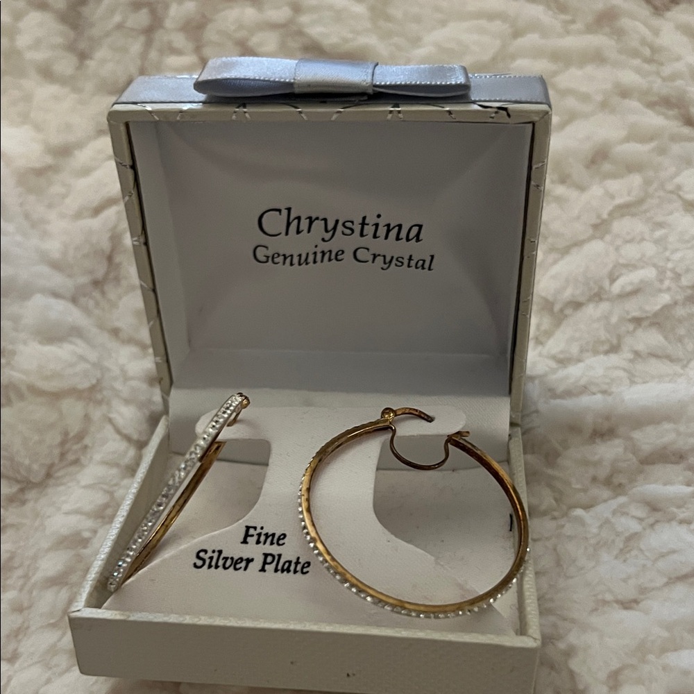 Gold and Silver Crystal Hoop Earrings
